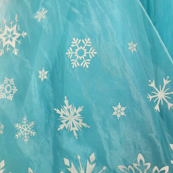 Disney Store Frozen Elsa Dress Costume Blue White Tulle Cape Girls 5/6 Snow Ice - Picture 4 of 13